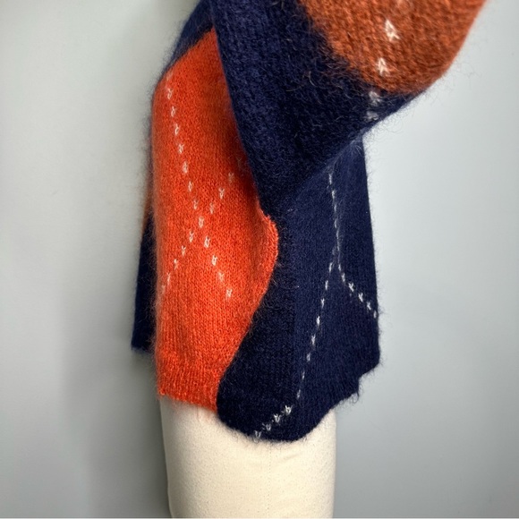 COS Women’s Navy Cropped Mohair Argyle Pullover Sweater Size S - Picture 8 of 12